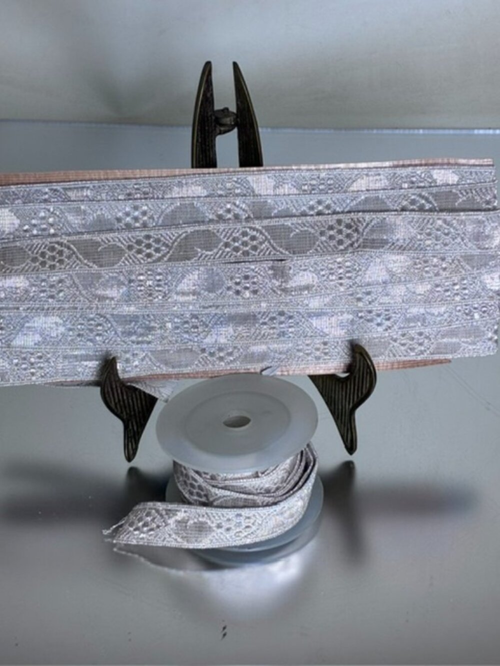 19th Century Silver Metallic Tape Trim in Grape Motif